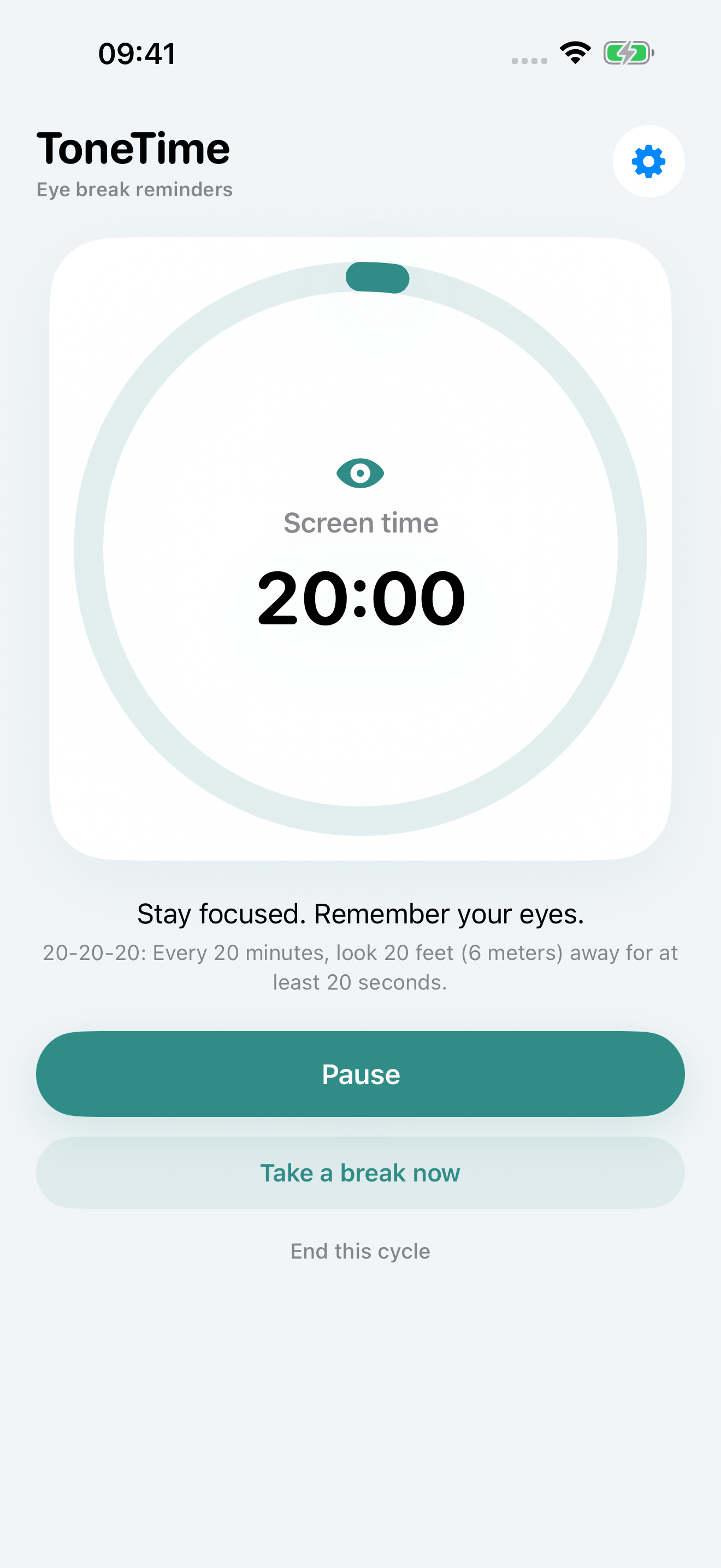 ToneTime showing an active screen-time countdown